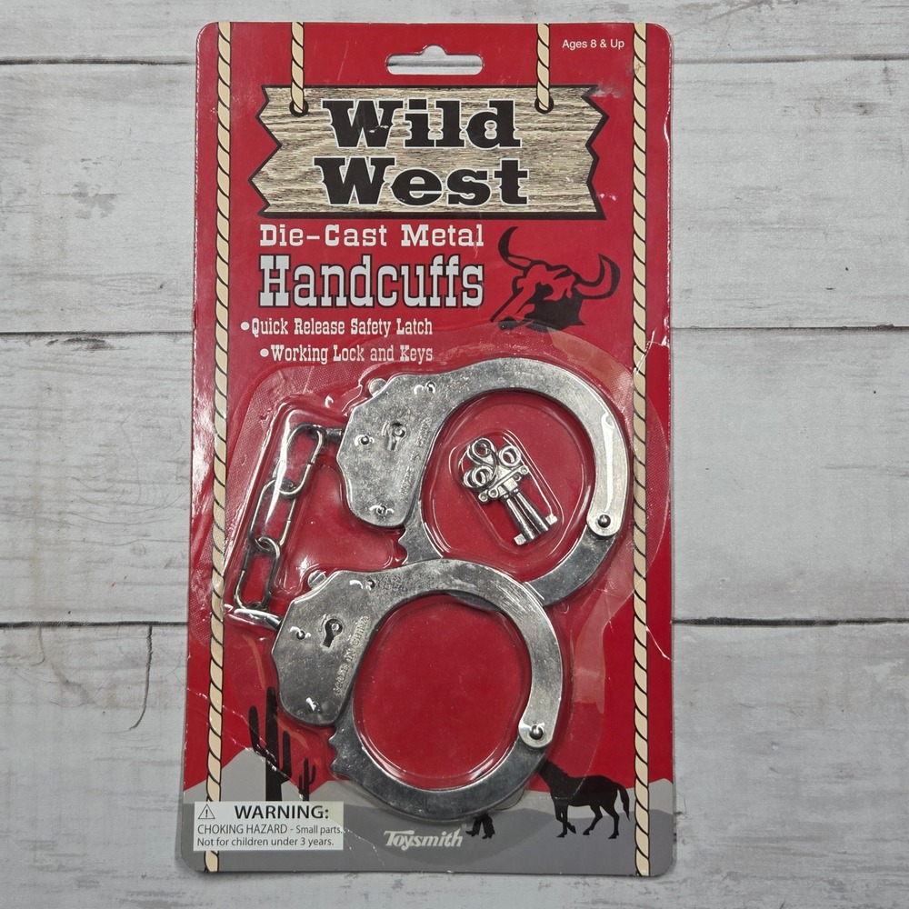 Toysmith Wild West Die-Cast Metal Handcuffs Toy Western Silver Kids‎ Silver
